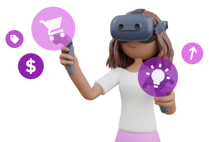 Animated woman using virtual reality
