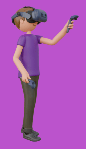 Animated man using virtual reality