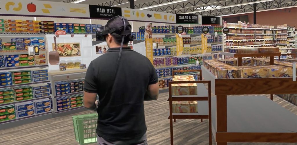 Man shopping a pasta aisle reinvention using virtual reality
