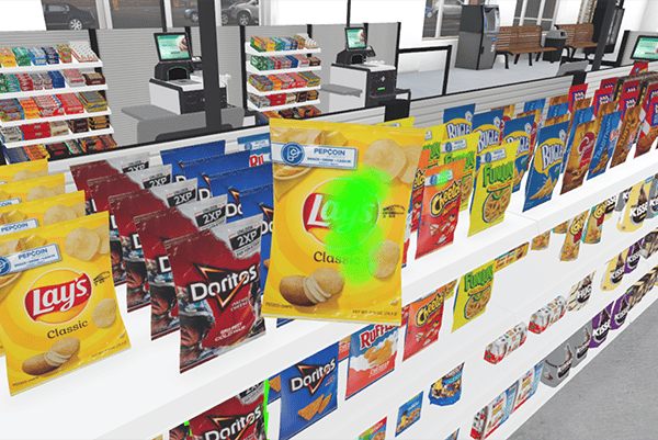 Virtual reality Lays potato chips at self checkout with eye tracking heat map