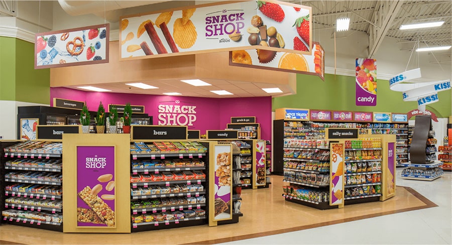 Snack shop category reinvention in grocery store