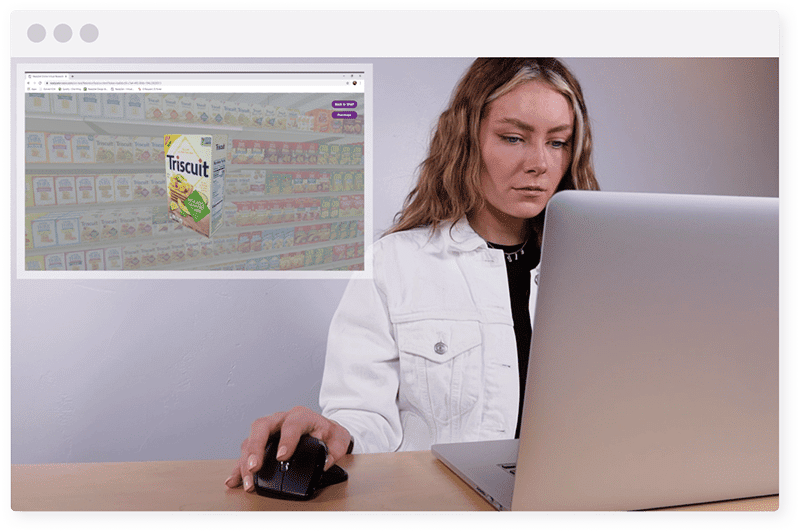 Woman doing online in-store shopping research