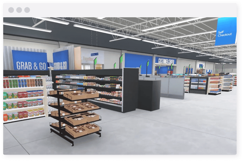 Virtual Reality Walmart Front End Grab & Go Checkout Area