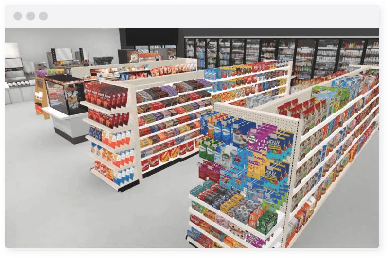 Virtual Reality Convenience Store / Gas Station Aisle Planogram Merchandising