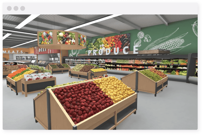 Virtual reality grocery store produce section