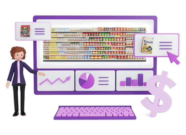 Person looking at planogram shopper insight data