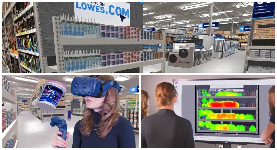 3D planogram VR market research with infrared eye tracking heat map 