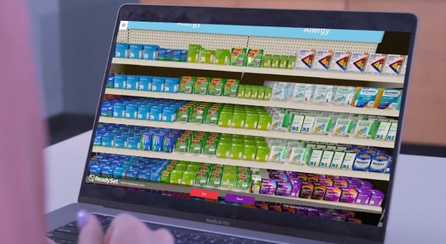 ovr-case-study_allergy-planogram-min Woman on Laptop looking at an Allergy Planogram in a Target Store during ReadySet Online Virtual Research