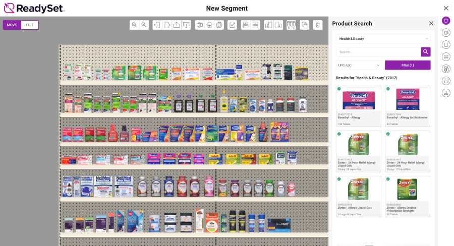 ReadySet Planogram Builder: Over-the-counter shelf