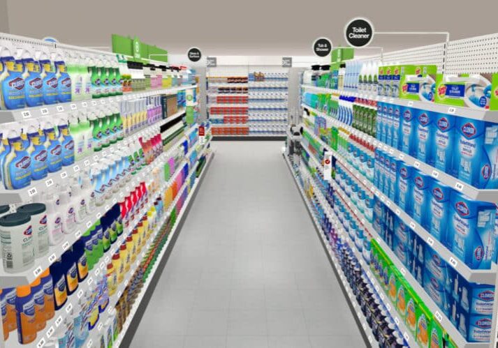 3D Planogram of Target Store Cleaning Aisle